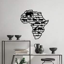 Wallity African Animals Escultura de pared de metal negra